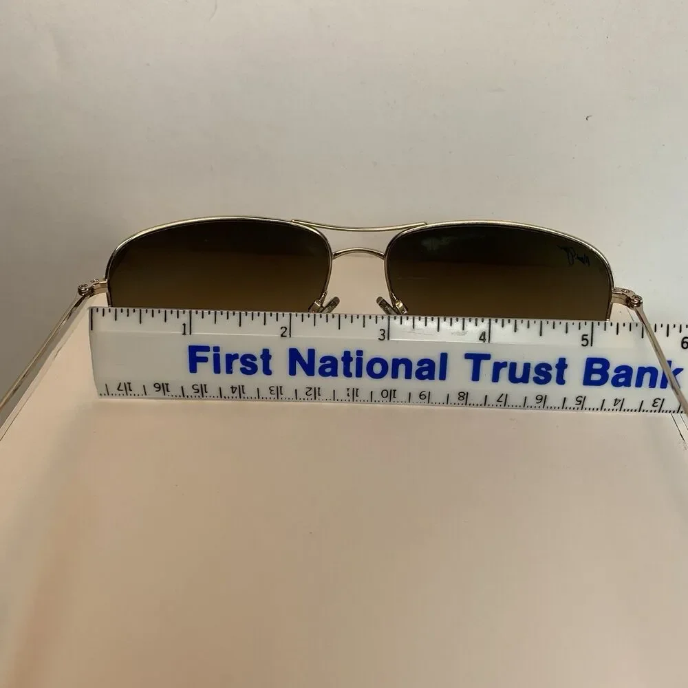 Maui Jim Wiki Wiki MJ246-16 Gold Neutral Smoky Polarized Lens Aviator Style READ